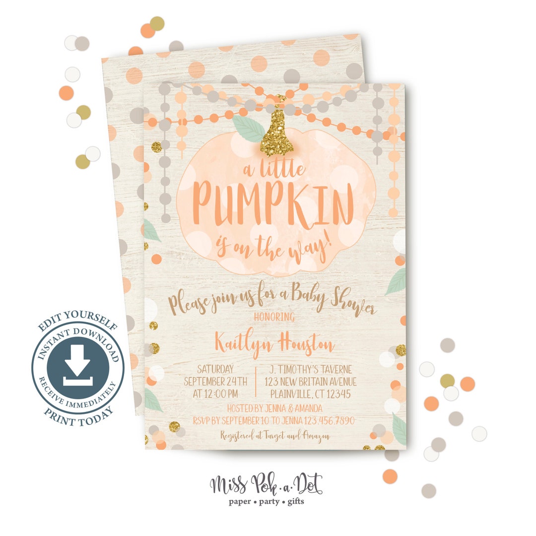 Pumpkin Baby Shower Invitation, Editable Printable, Fall Shower Invite ...