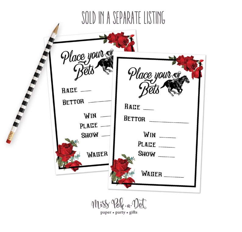 Betting Window Derby Party Sign, Printable, Horse Race Decoration, Decor, Vintage, Racing, Re Rose, Black, Place Your Bet, Digital, Station image 4
