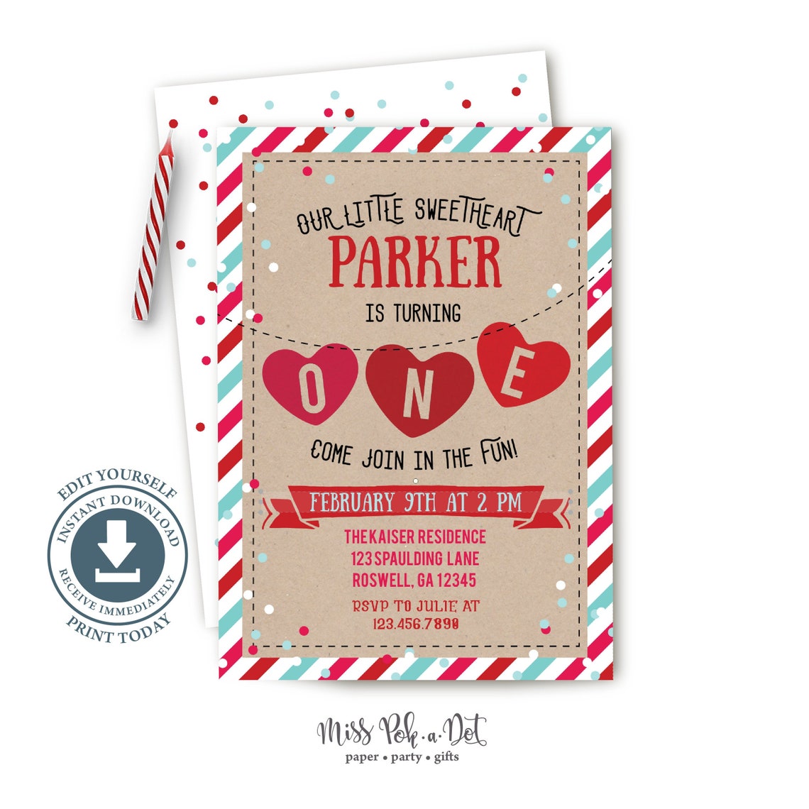 Valentine Birthday Invitation Editable Printable Little - Etsy