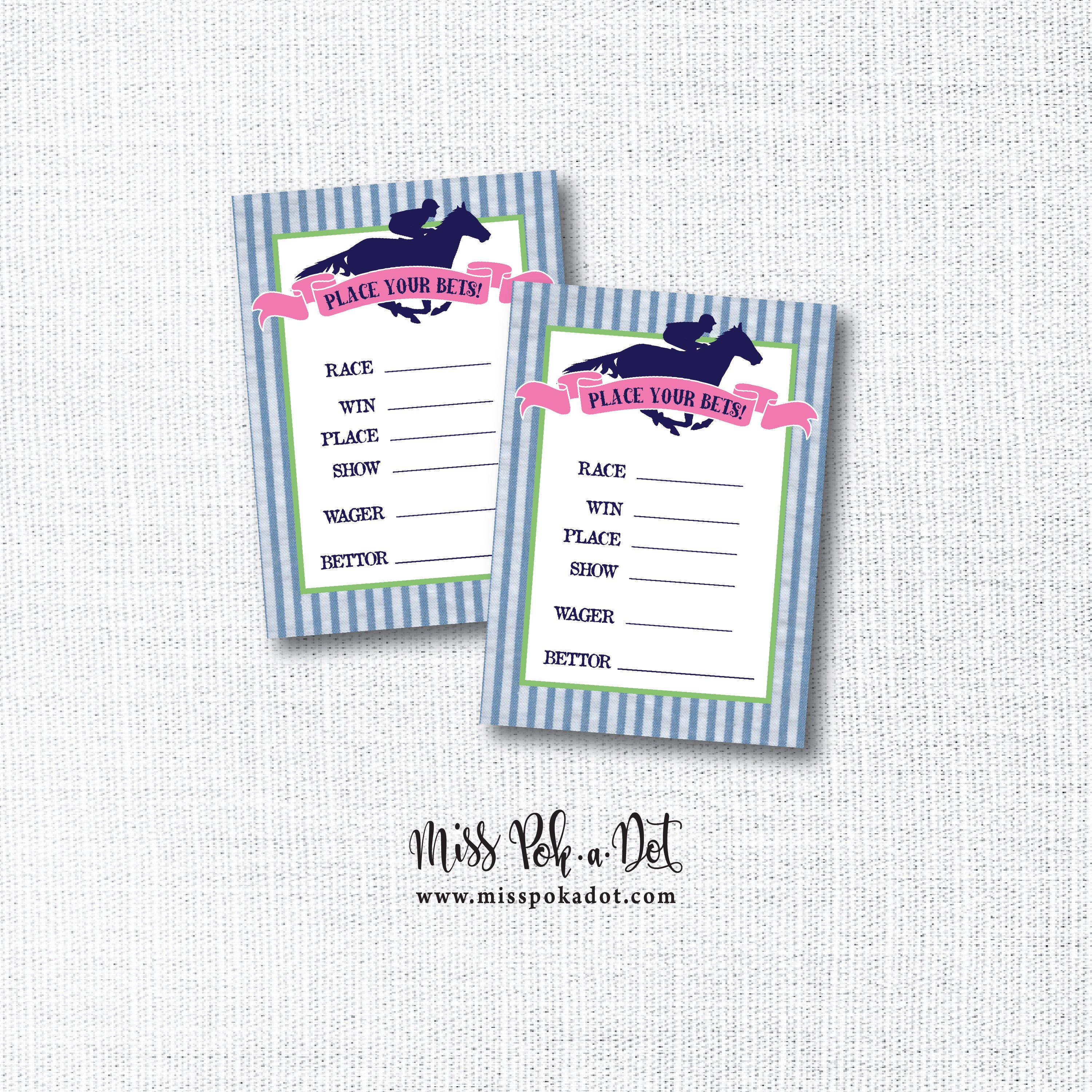 Preppy Horse Race Bet Card Printable Betting Slip Derby Etsy Canada