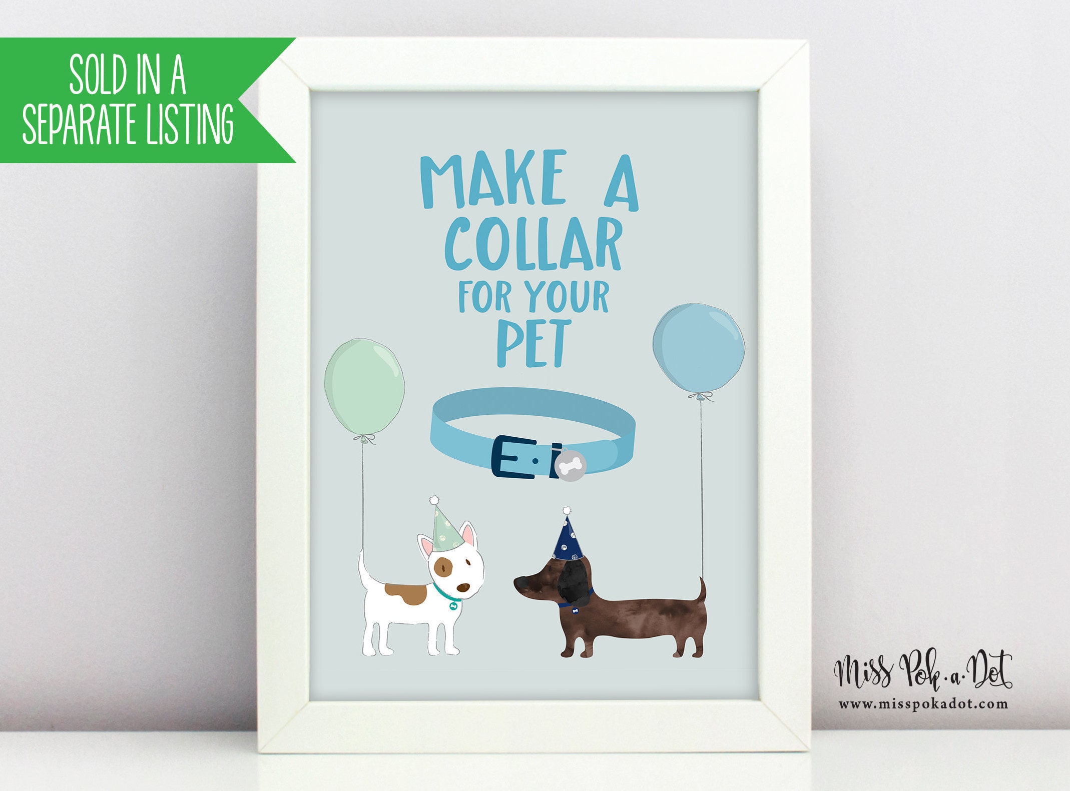 Adopt A Puppy Sign, Printable, Blue Dog Birthday Party, Puppy Adoption ...