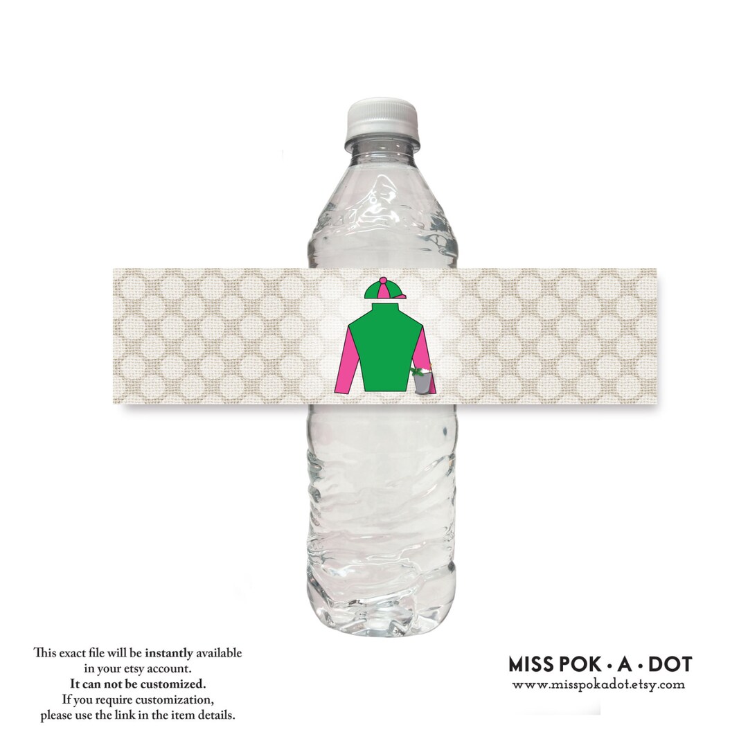 JOCKEY SILK Mint Julep, Horse Race, Kentucky Derby, Party, Water Bottle