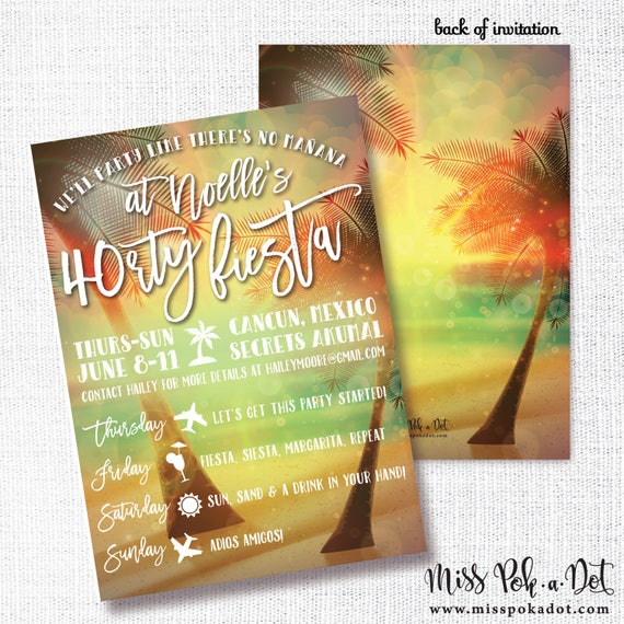 Fiesta Invitation Fete Danniversaire Imprimable 40e Etsy France