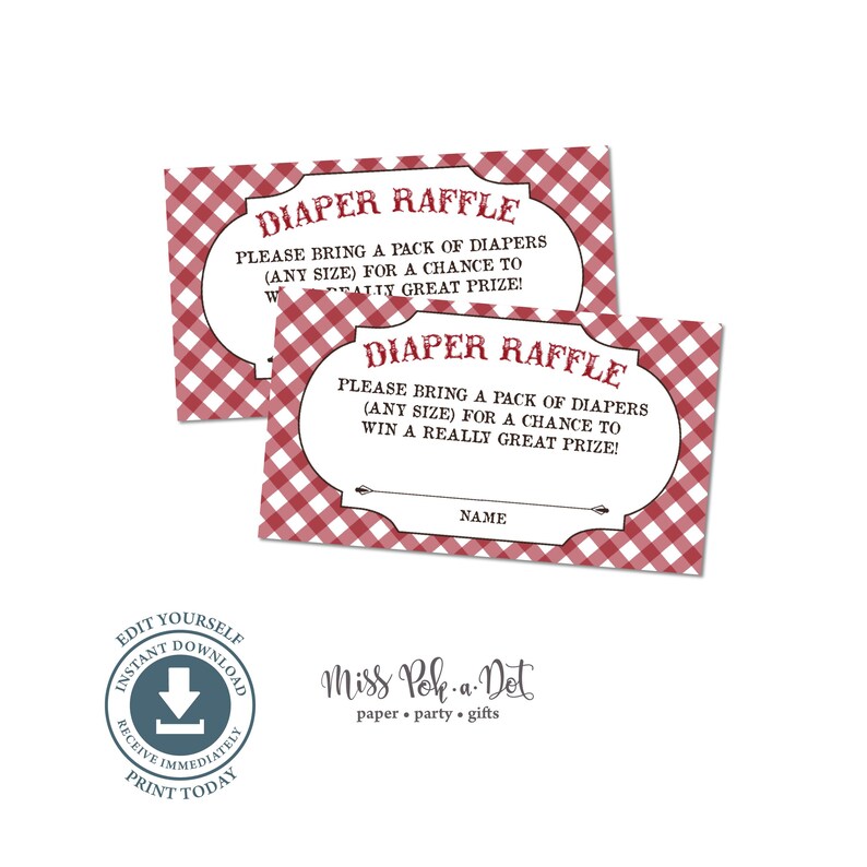 BBQ Red Babyq Baby Shower Diaper Raffle, Editable Printable Digital File, Download, Gender