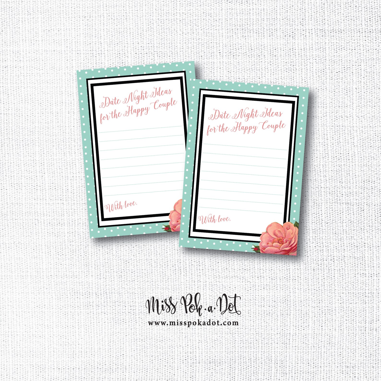 Date Night Ideas Card Printable Bridal Shower Wedding - Etsy