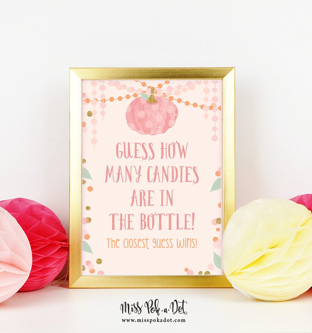 Pink Pumpkin Guessing Game Sign, Printable, Fall Shower Game, 8x10, How ...
