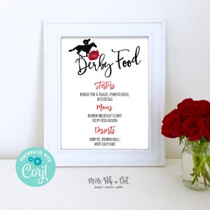 Derby Food Menu Sign, Editable Printable, Derby Race Horse, Decor, Talk Derby to Me, Mint Julep, Signature, Buffet Download, Digital, Menu