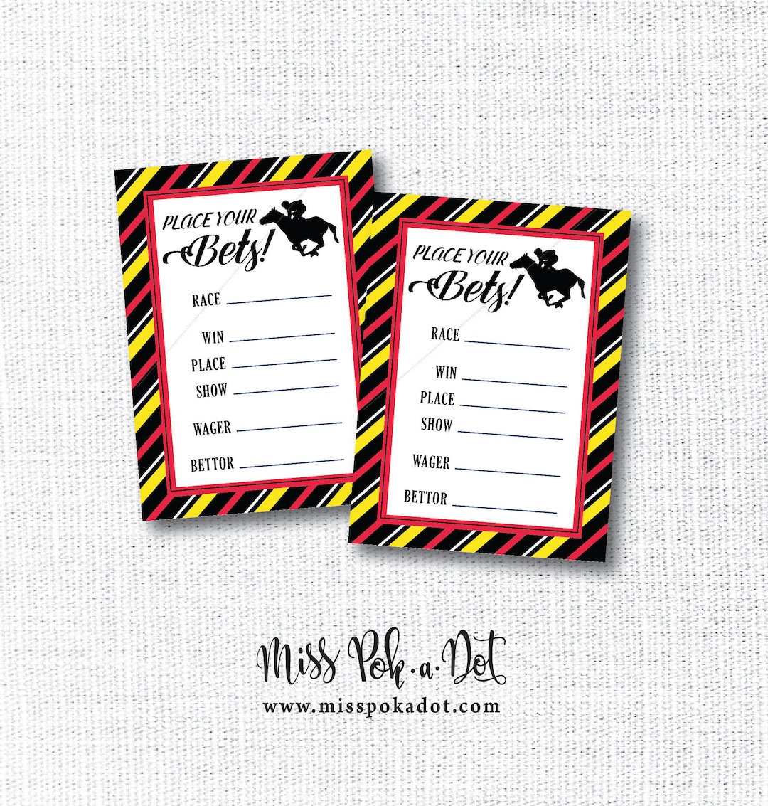 Horse Race Bet Card, Printable, Betting Slip, Maryland Flag, Place Your