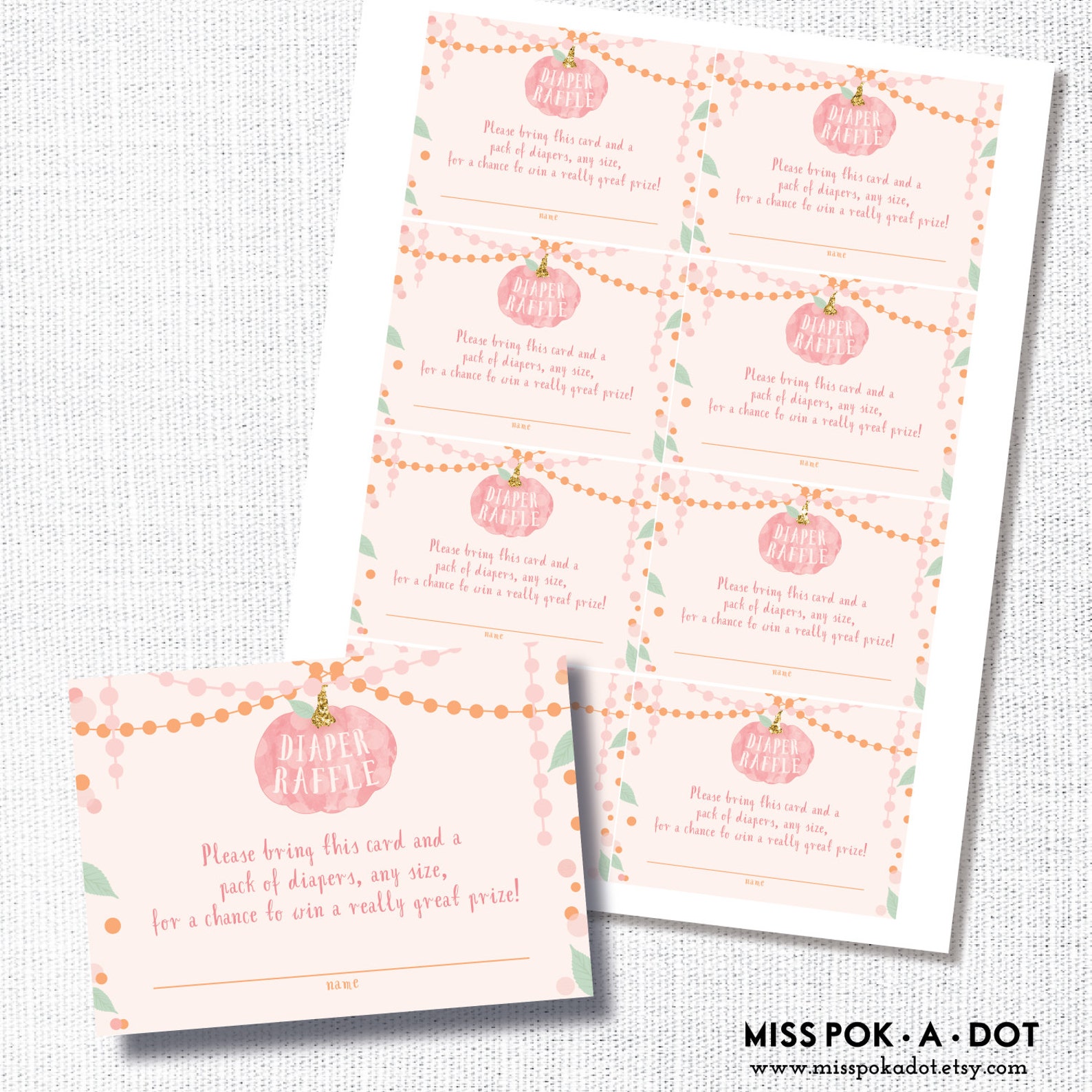 Instant Digital Download: Rustic Pink Pumpkin Diaper Raffle - Etsy