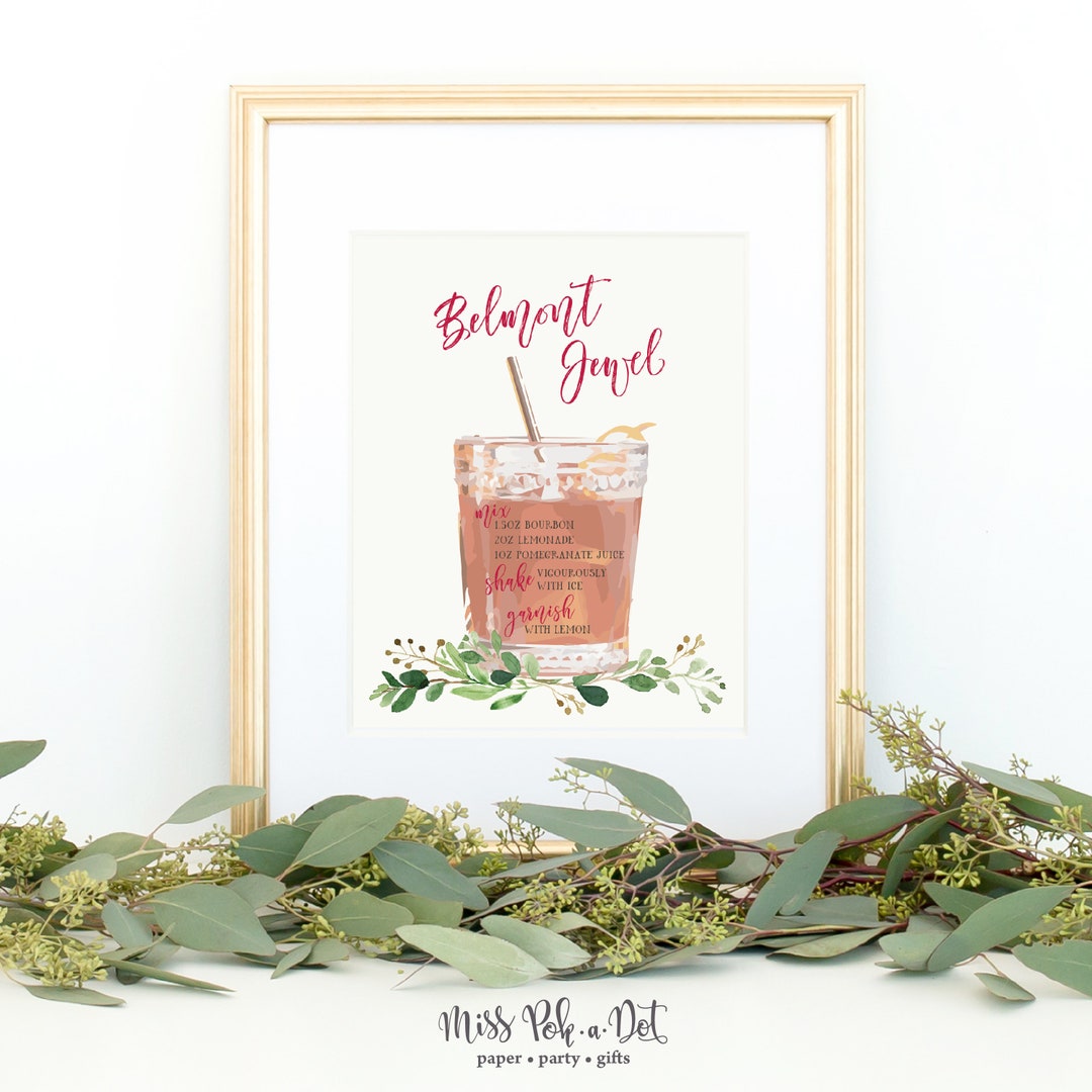 Belmont Jewel Drink Sign, Printable, Horse Race Party Decoration, Decor ...