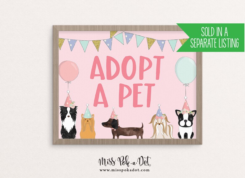 Puppy Dog Birthday Party Backdrop Banner Sign, Editable Digital File, Adopt a Pet, Adoption, Girl, Photo Prop, Back Drop, Doggy Paw-ty, Pink image 4