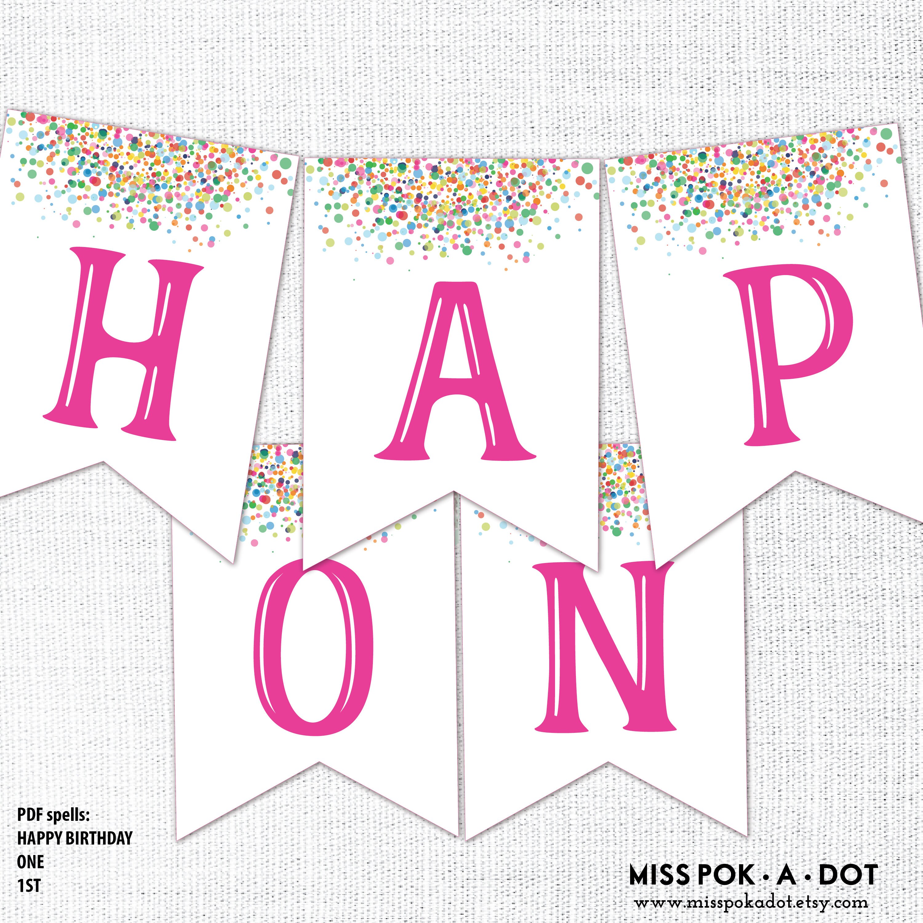 Funfetti Confetti Pennant Banner Printable Rainbow Confetti | Etsy