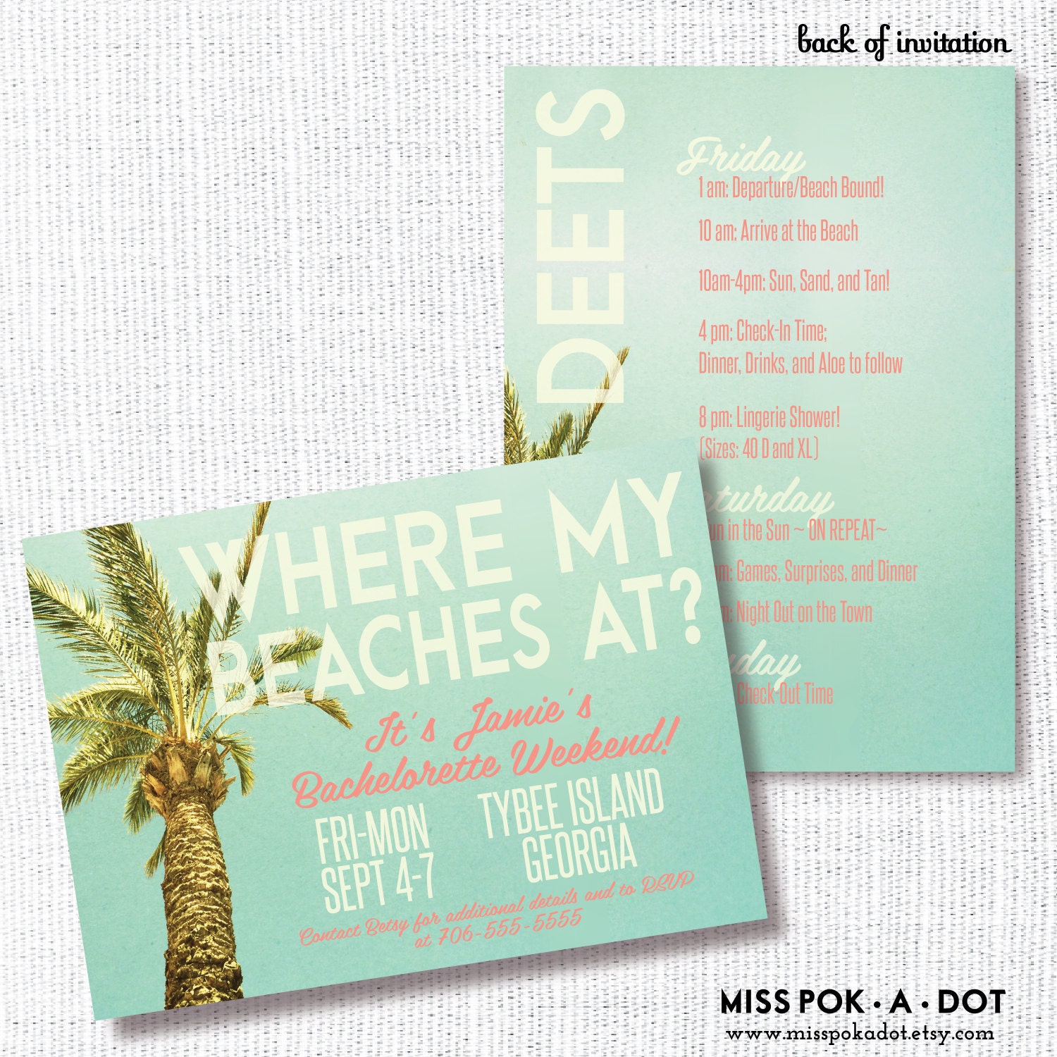 Beach Bachelorette Party Invitation Printable Bachette Etsy Uk