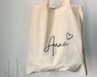 Personalisierte Baumwolltasche mit Name | Bestickter Jutebeutel | Individuelles Geschenk | Handmade Tote Bag | Geschenkidee