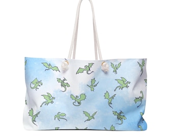 Green Dragon Pattern Weekender Bag | Sky Cloud Travel Tote