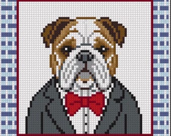 Dapper Bulldog Needlepoint Diagram