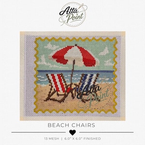Beach Chairs Hand-Painted Needlepoint Canvas
