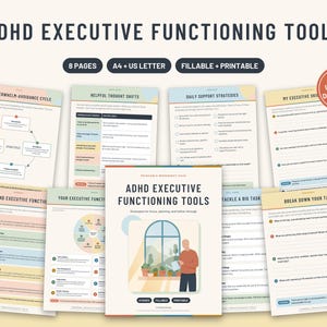 Hulpmiddelen voor ADHD-executieve functies, werkbladen voor executieve disfunctie, strategieën voor volwassenen met ADHD, copingvaardigheden voor volwassenen, hulpmiddelen voor therapeuten