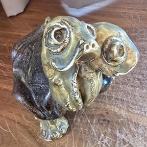 1980's Hand-signed Stoneware 2-headed Turtle Sculpture-J.Juhn-Studio Pottery-Art