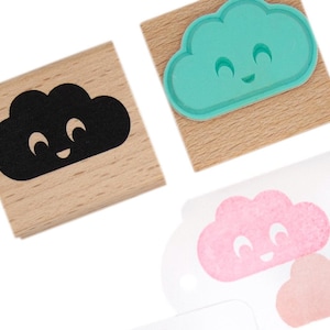 Timbro in legno Smiling Cloud – Timbro in gomma carino per bambini e progetti artigianali, perfetto per scrapbooking, biglietti e diari