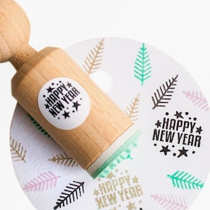 Mini tampon Happy New Year : parfait pour les cartes, les étiquettes cadeaux et plus encore
