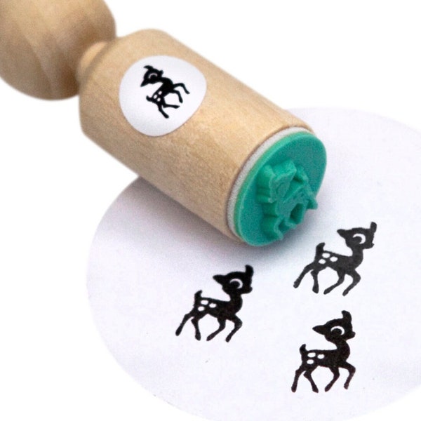 Cute Deer girl Mini Wooden Stamp for Crafts and Decor