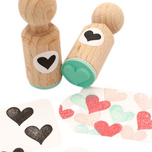 Hartje (niet symmetrisch) mini stempel met mintkleurig rubber