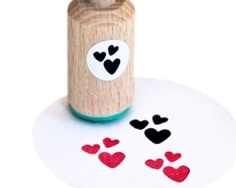 Mini Heart Stamp - 3 Hearts Wooden Stamp for Crafts and Stationery