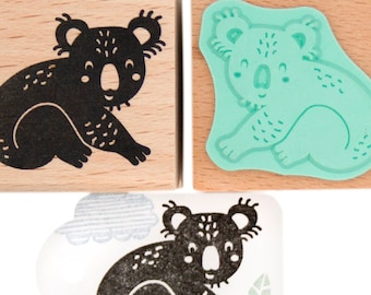 Koala Stamp – Beech Wood, Mint Green Rubber, Animal Design