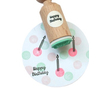 Happy Birthday stamp, mini stamp Happy Birthday, Happy Birthday text stamp, Happy Birthday rubber stamp, birthday pary stamp, birthday card image 1