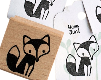 Adorable Fox Wooden Rubber Stamp