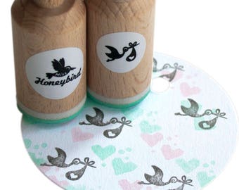 Stork mini stamp, stork ink stamp, Baby bird stamp, baby stamp, baby on the way stamp, baby shower stamp, new baby, stork, baby