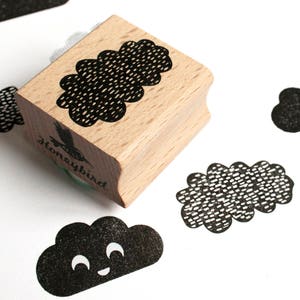 Tampon nuage tendance par Miss Honeybird - Tampon caoutchouc en bois menthe