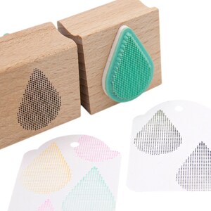 Timbro a goccia - Design dettagliato a pois - Verde menta - Supporto in legno