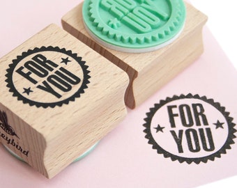 Round Stamp - "FOR YOU" Text - Mint Green