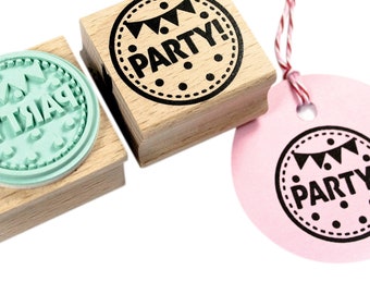 Round Stamp - "Party!" Text - Festive Banner