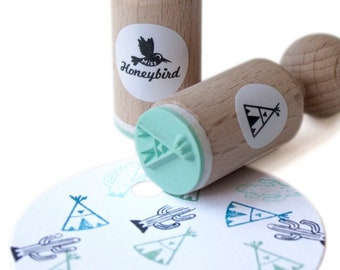 Tepee Mini Stamp with mint rubber, tepee ink stamp, tepee stamp, tepee rubber stamp