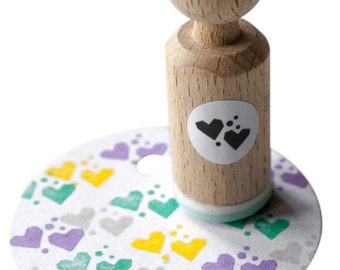 Two hearts Stamp. Mini hearts stamp made with mint rubber - love stamp - for her - for weddings - valentine stamp - hearts mini stamp