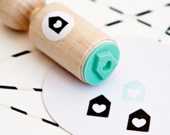 House Mini Stamp, house with heart stamp, house ink stamp, house rubber stamp, mini stamp house, new house stamp