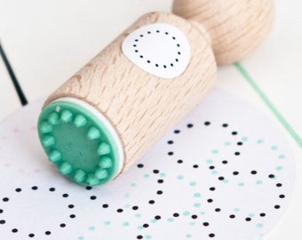 Dotted Circle border Mini Stamp with mint rubber