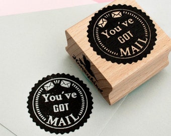 Round Stamp - "You've Got Mail!" with Envelopes
