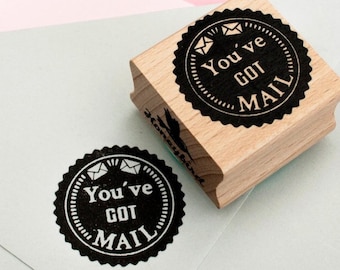Round Stamp - "You've Got Mail!" with Envelopes