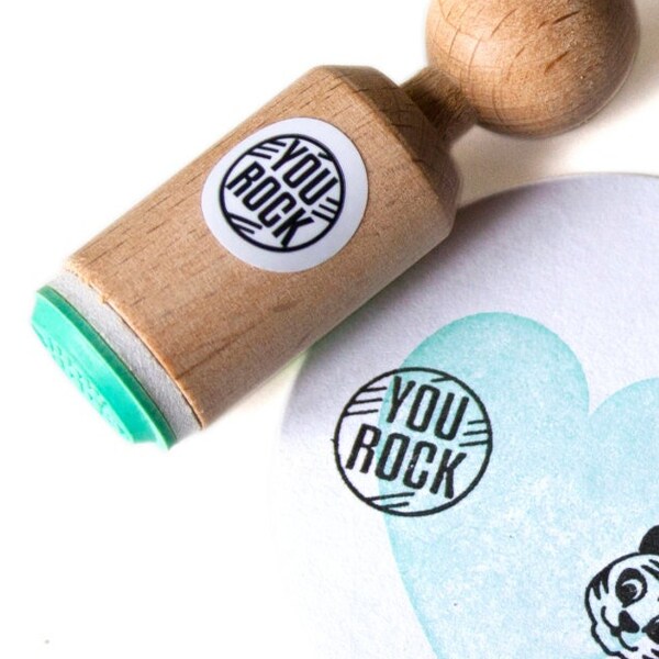 YOU ROCK mini stempel met mintkleurig rubber