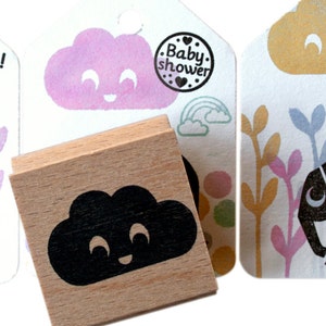 Happy Cloud Stamp by Miss Honeybird Wooden Rubber Stamp image 3
