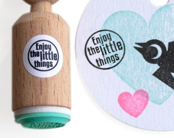 Enjoy the little things, text Mini Stamp (nr. 079) with mint rubber