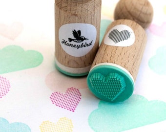 puntjes hartje mini stempel met mintkleurig rubber