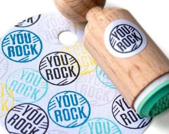 YOU ROCK Stamp, mini stamp you rock, text stamp, you rock ink stamp, you rock rubber stamp, gitar lover, musician, father's day present