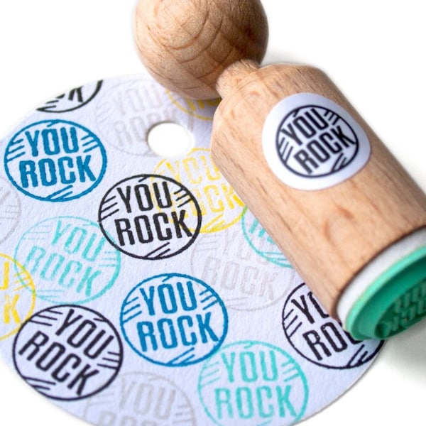 YOU ROCK Stamp, mini stamp you rock, text stamp, you rock ink stamp, you rock rubber stamp, gitar lover, musician, father's day present