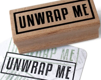 UNWRAP ME stamp with border
