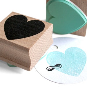Timbro in legno a forma di cuore - colore menta - ideale per decorazioni per matrimoni e feste